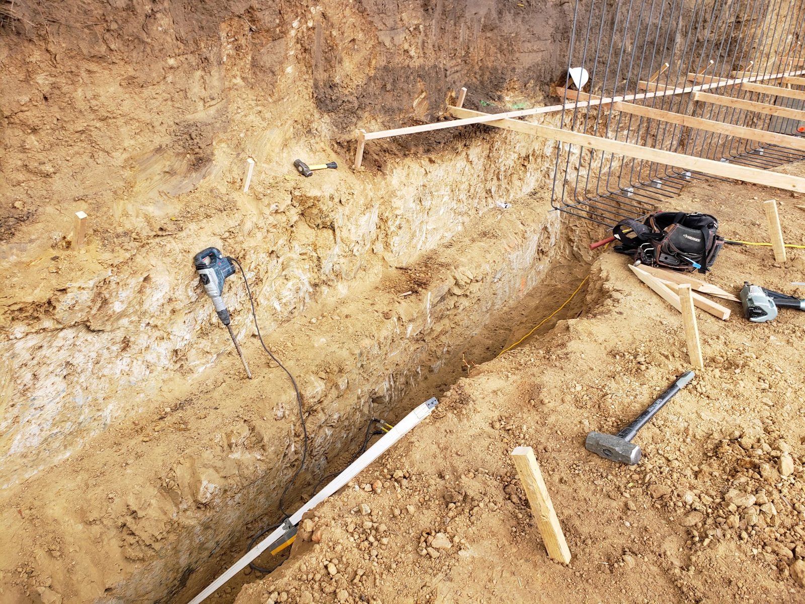 Foundation trenching and underground plumbing — Boca de Canon custom home build in Brentwood, Los Angeles