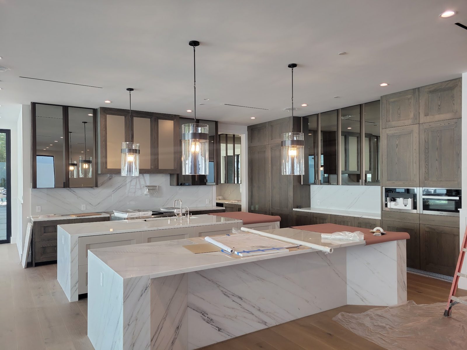 Custom kitchen with stone island in a Brentwood home