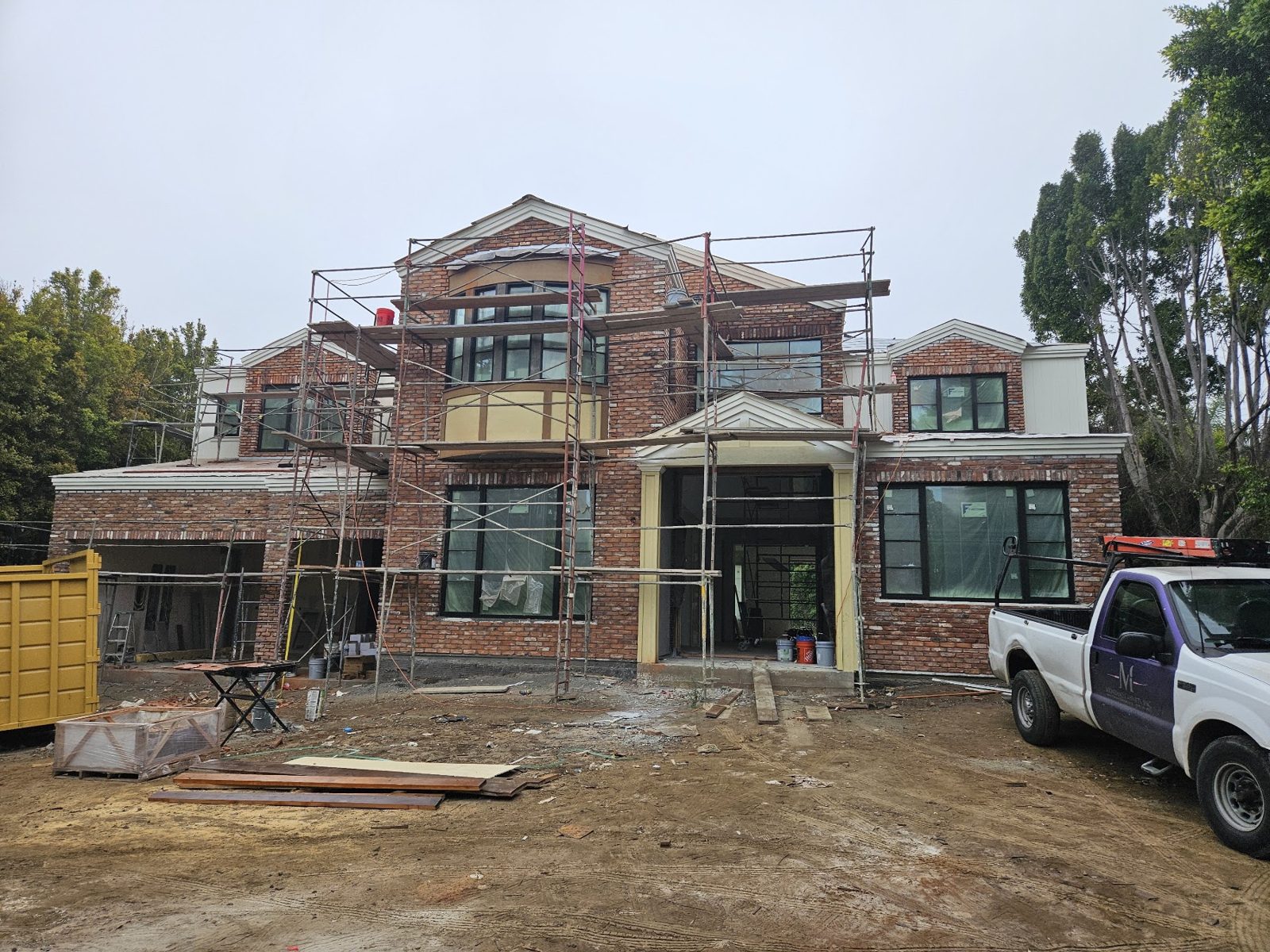 Traditional custom estate under construction in Brentwood, Los Angeles