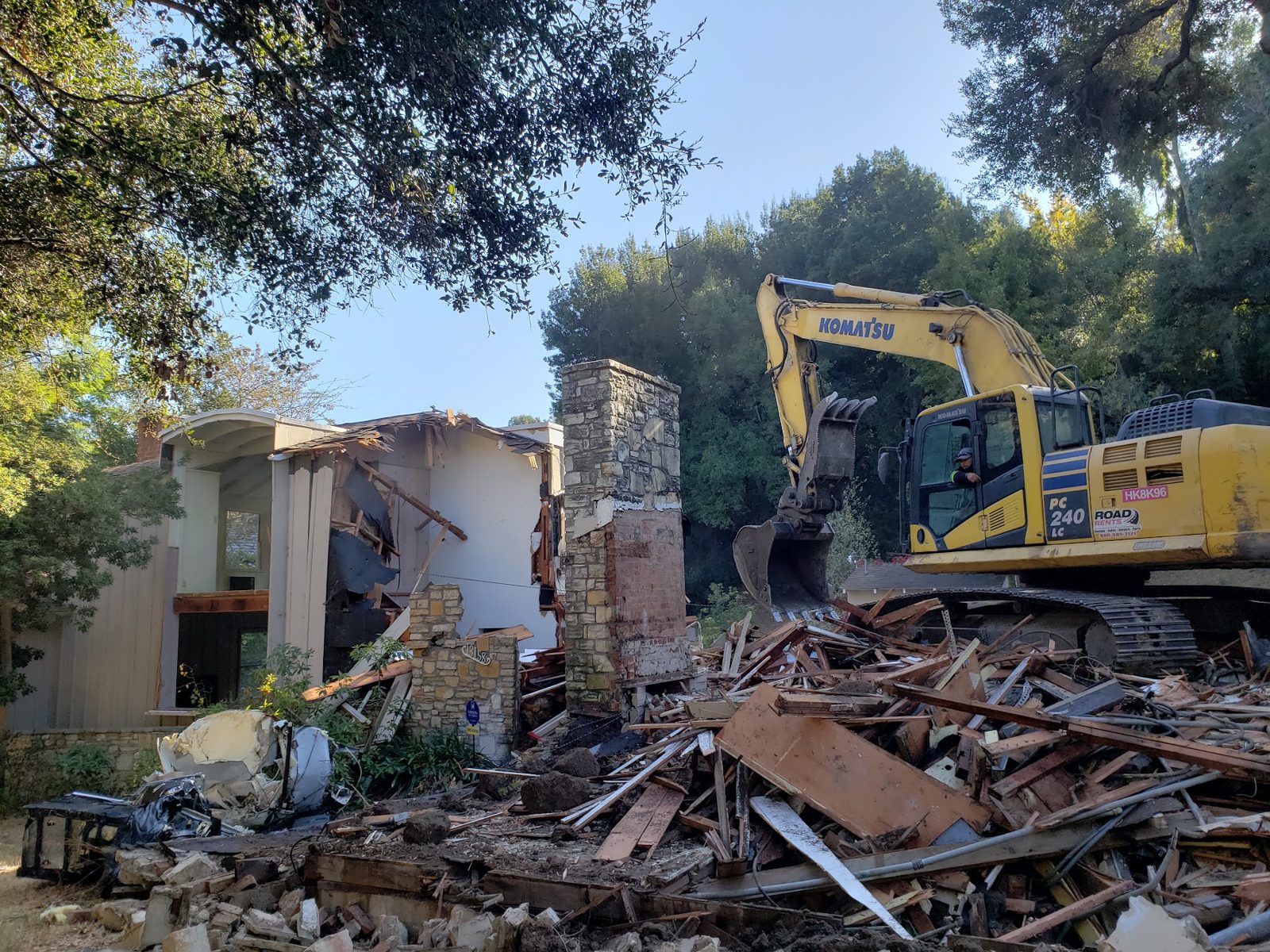 Demolition of the existing house on the Brentwood lot