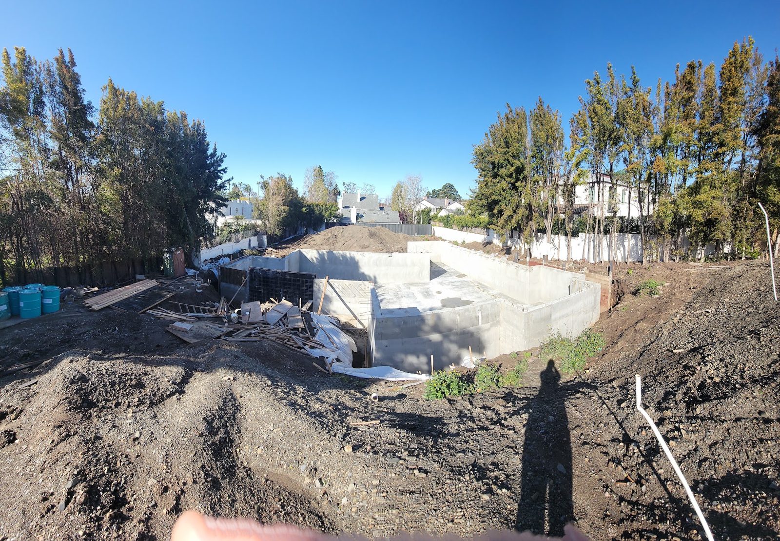 Excavation and grading for the new foundation