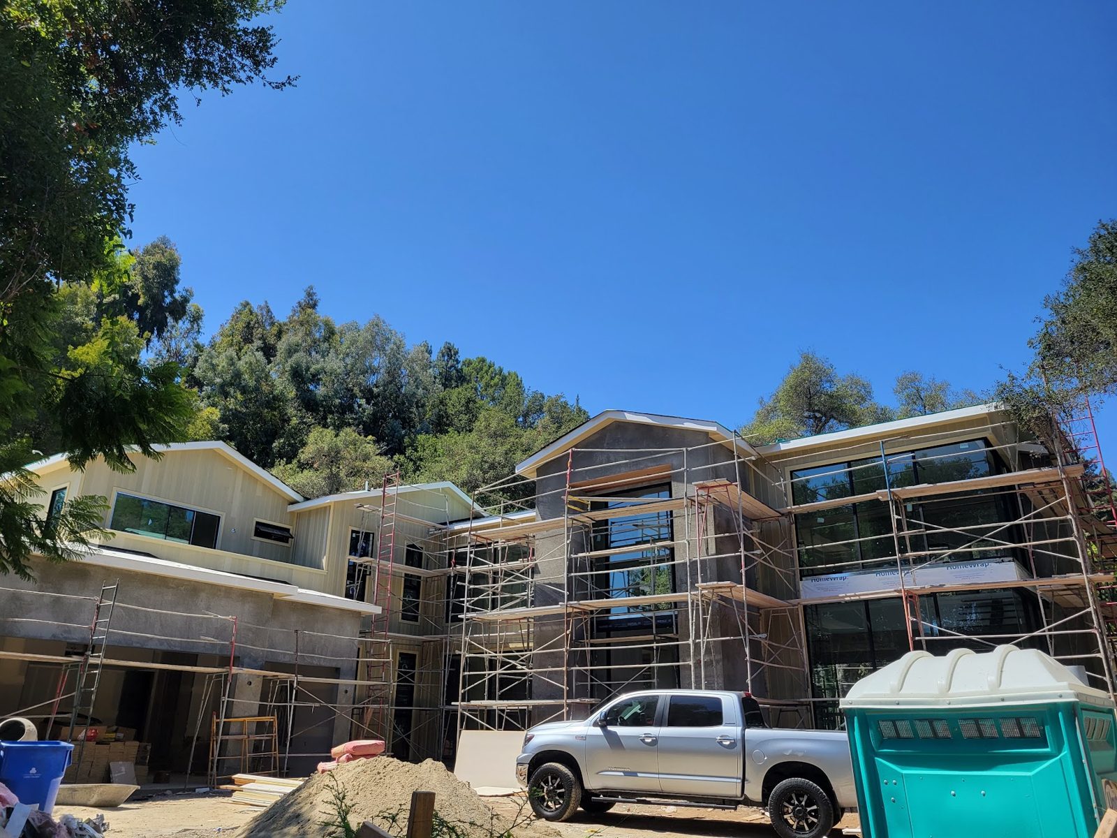Custom home at the framing stage in Los Angeles